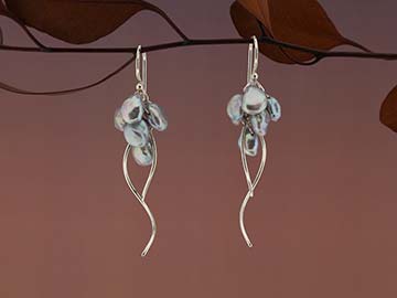 nicola bannerman Pale grey keshi pearl jellyfish earrings