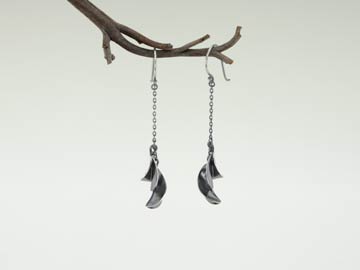 nicola bannerman silver entwined spiral hook earrings blackened